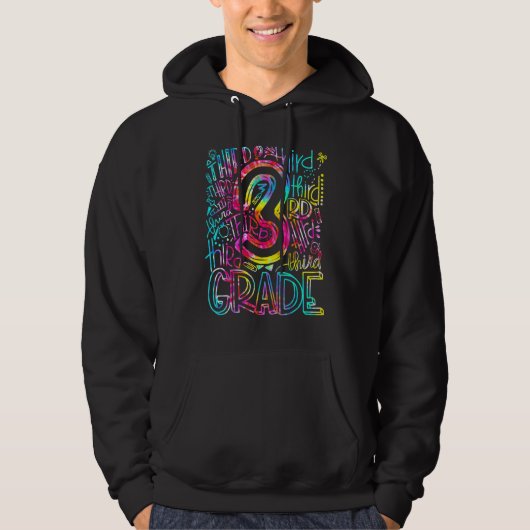 Tie Dye 3rd Grade Typography Team Third Grade Teac Hoodie (Voorkant)