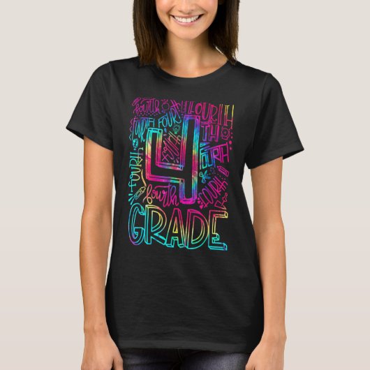 Tie Dye 4th Grade Typografie Team Fourth Grade Tea T-shirt (Voorkant)