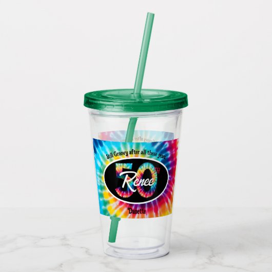 Tie Dye 50th Birthday Acryl Drinkbeker (Achterkant)