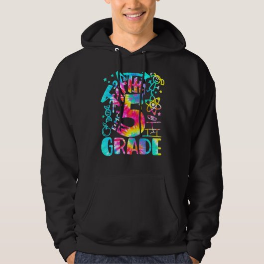 Tie Dye 5e Grade Graffiti 5e Grade Terug naar Sch Hoodie (Voorkant)