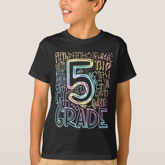 Tie Dye 5e klas typografie team vijfde klas T-shirt (Voorkant)
