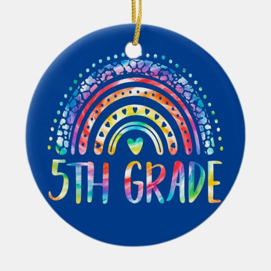 Tie Dye 5th Grade Rainbow Teacher Student terug na Keramisch Ornament (Voorkant)