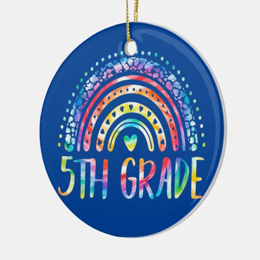 Tie Dye 5th Grade Rainbow Teacher Student terug na Keramisch Ornament (Links)