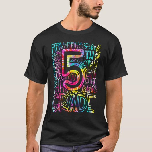 Tie Dye 5th Grade Typography Team 5th Grade Teac T-shirt (Voorkant)