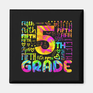 Tie Dye 5th Grade Typography Team Fifth Grade Magneet