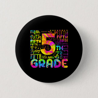 Tie Dye 5th Grade Typography Team Fifth Grade Ronde Button 5,7 Cm