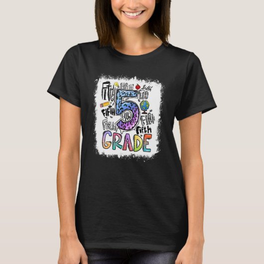 Tie Dye 5th Grade Typography Team Fourth Grade Tea T-shirt (Voorkant)