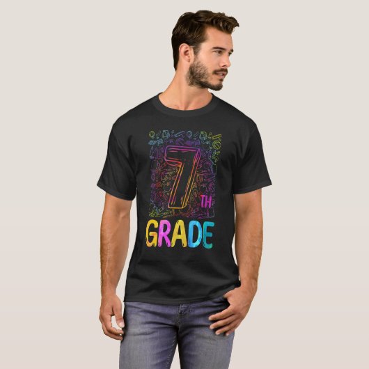 Tie Dye 7th Grade Seventh Grade Teacher Back To Sc T-shirt (Voorkant volledig)
