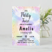 Tie Dye 8e verjaardag uitnodiging (Staand voorkant)