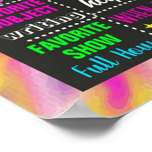 Tie Dye 9e 10e verjaardag mijlpaal teken 1073 Poster (Hoek)