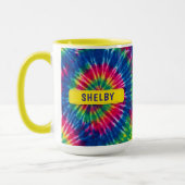 Tie-Dye Aangepaste Naam Kleurrijke Cadeau Mok (Links)