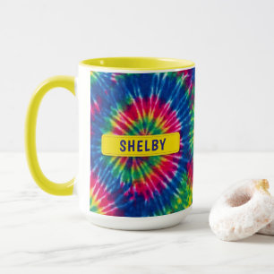 Tie-Dye Aangepaste Naam Kleurrijke Cadeau Mok