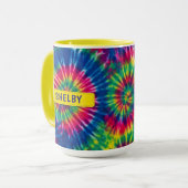 Tie-Dye Aangepaste Naam Kleurrijke Cadeau Mok (Voorkant links)