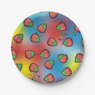 Tie Dye Aardbeienvelden Papieren Bordje