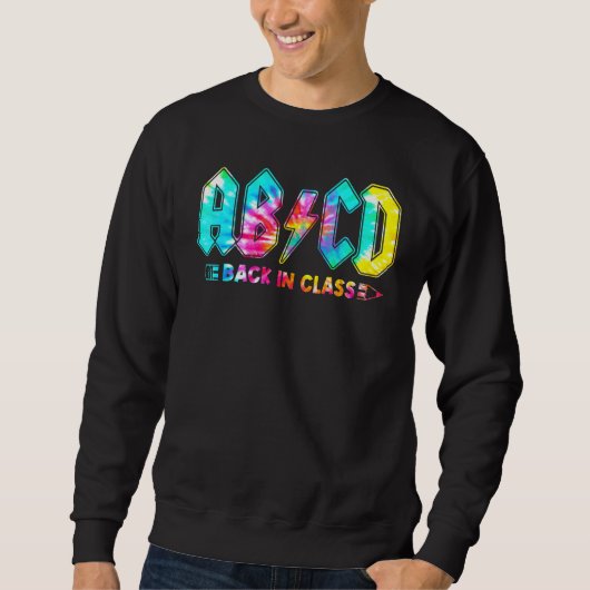 Tie Dye Abcd Bliksemschicht Terug In Klas Leraar Trui (Voorkant)