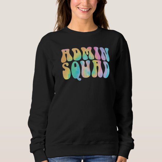 Tie Dye Admin Squad School Secretary Retro Kantoor Trui (Voorkant)