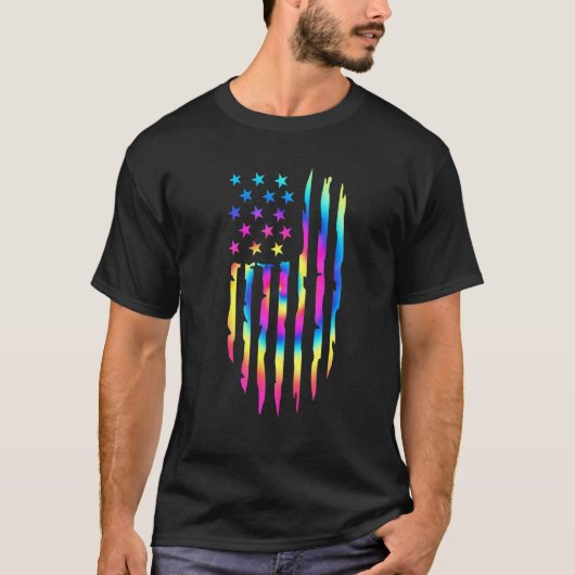 Tie Dye Amerikaanse vlag 4 juli Patriottische Inde T-shirt (Voorkant)