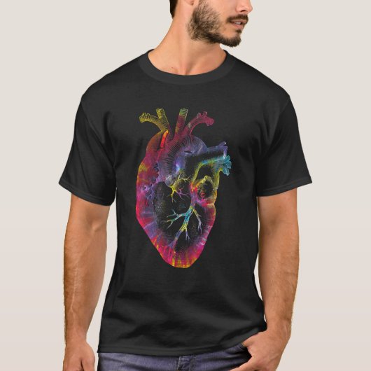 Tie Dye Anatomical Heart Valentijnsdag Anatomy Lo T-shirt (Voorkant)
