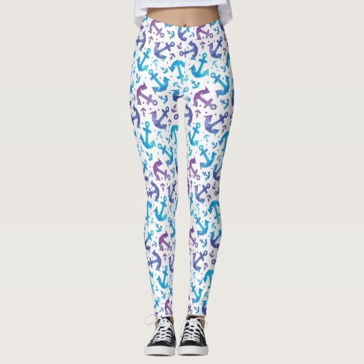 Tie Dye Anchor Pattern 2 Leggings (Voorkant)