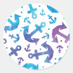Tie Dye Anchor Pattern 2 Ronde Sticker