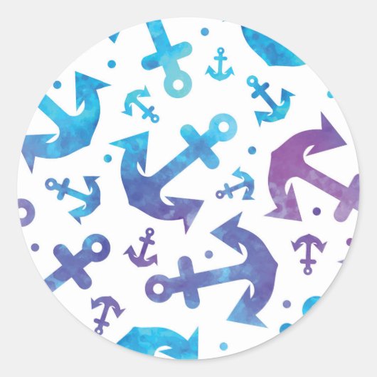 Tie Dye Anchor Pattern 2 Ronde Sticker (Voorkant)