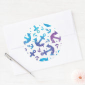 Tie Dye Anchor Pattern 2 Ronde Sticker (Envelop)