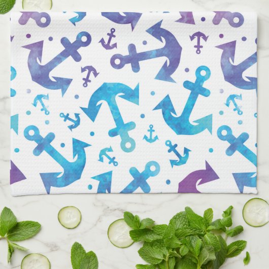 Tie Dye Anchor Pattern 2 Theedoek (Gevouwen)