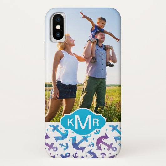 Tie Dye Anchor Pattern | Uw foto en monogram Case-Mate iPhone Case (Achterkant)
