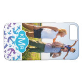 Tie Dye Anchor Pattern | Uw foto en monogram Case-Mate iPhone Case (Achterkant (Horizontaal))