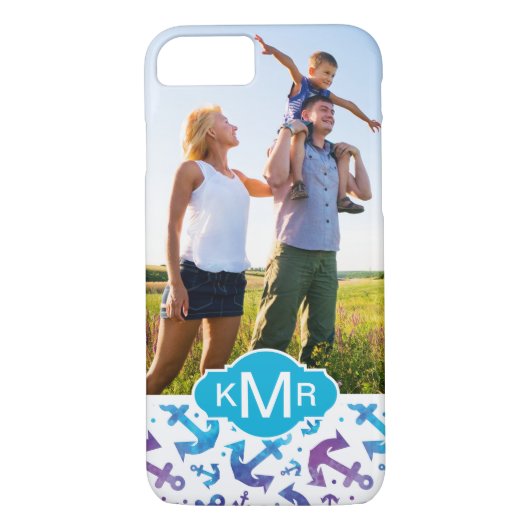 Tie Dye Anchor Pattern | Uw foto en monogram Case-Mate iPhone Case (Achterkant)