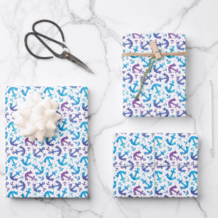 Tie Dye Anker Patroon Inpakpapier Vel