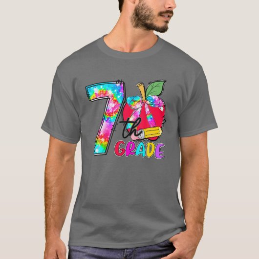 Tie Dye Apple 7e Grade Student Leerster terug naar T-shirt (Voorkant)