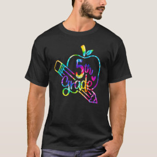 Tie Dye Apple Pencil 5e graad terug naar school Fi T-shirt