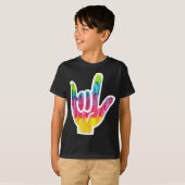 Tie Dye ASL Taal Taal Hand Symbool Gift I Love T-shirt (Voorkant volledig)