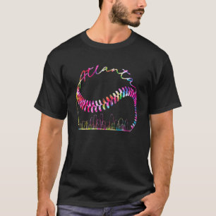 Tie Dye Atlanta Skyline City Baseball Gameday T-shirt