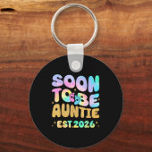 Tie Dye Auntie Promoted To Auntie 2026 Soon To Be Sleutelhanger (Voorkant)