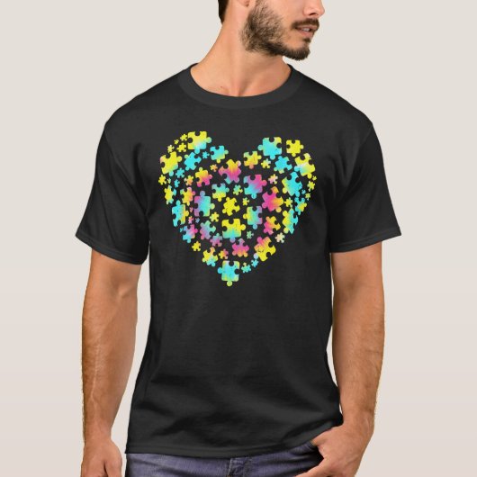 Tie Dye Autisme Awareness Puzzle Heart T-shirt (Voorkant)