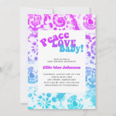 Tie Dye Baby shower Retro Peace Love Baby Kaart (Voorkant)