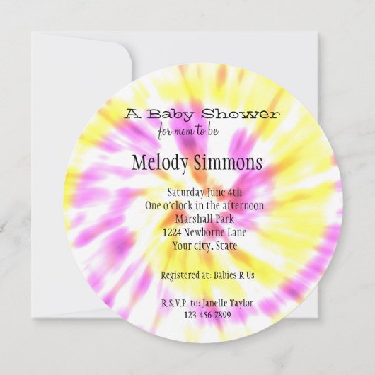 Tie Dye Baby shower Uitnodigt Kaart (Achterkant)