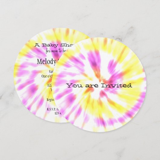 Tie Dye Baby shower Uitnodigt Kaart (Voorkant / Achterkant)