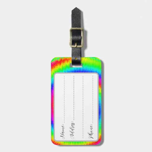 Tie Dye Bagagelabel (Voorkant verticaal)
