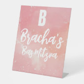 Tie dye bas mitzva verjaardag reclamebord met voetstuk (Voorkant)