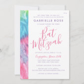 Tie Dye Bat Mitzvah Hippie Chic Roze Blauwgroen Kaart (Voorkant)