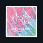 Tie Dye Bat Mitzvah Roze Mazel Tov Custom Servet<br><div class="desc">Tie Dye Custom Bat Mitzvah Servetten lezen "Mazel Tov" met roze, turquoise blauw en paarse kleurrijk ontwerp met een hippie chic thema voor uw kiddush lunch of receptie voor een funky retro thema mitzvah party. Ons moderne design is een nieuwe twist op retro stropdas-dye met een subtiele T-shirt stof textuur....</div>