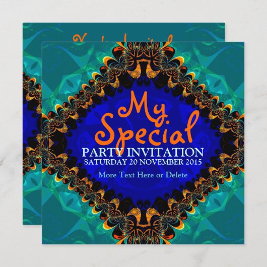 Tie Dye Batik Fractal Art Invitation Kaart (Voorkant / Achterkant)