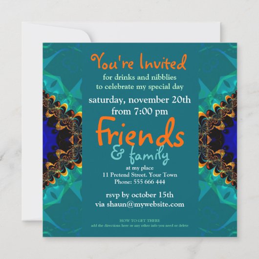 Tie Dye Batik Fractal Art Invitation Kaart (Achterkant)