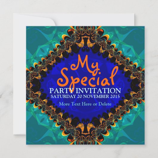 Tie Dye Batik Fractal Art Invitation Kaart (Voorkant)