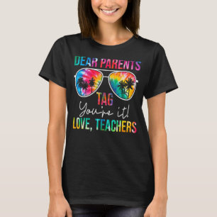 Tie Dye Beste ouders Label je vorige dag Scho T-shirt