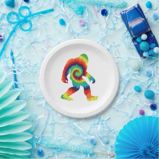 Tie Dye Bigfoot Papieren Bordje (Feest)