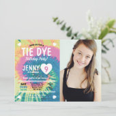 Tie Dye Birthday Get Messy Fun Girls Foto Kaart (Staand voorkant)